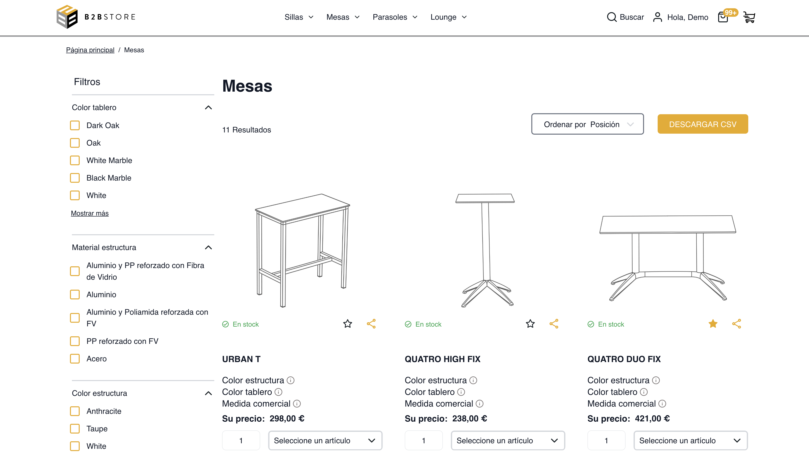 screenshot of B2B Store